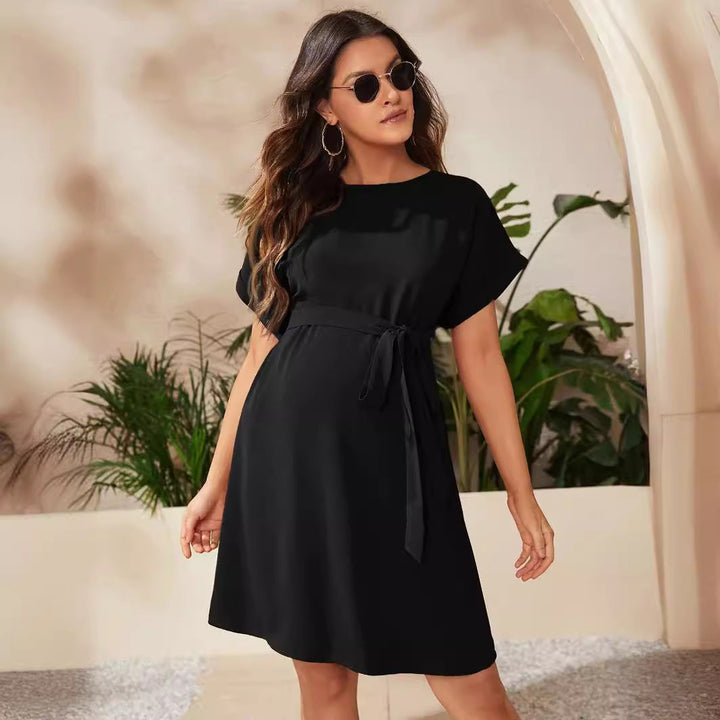 Elevate Your Maternity Wardrobe with the Bat Sleeve Maternity Girdle Dress